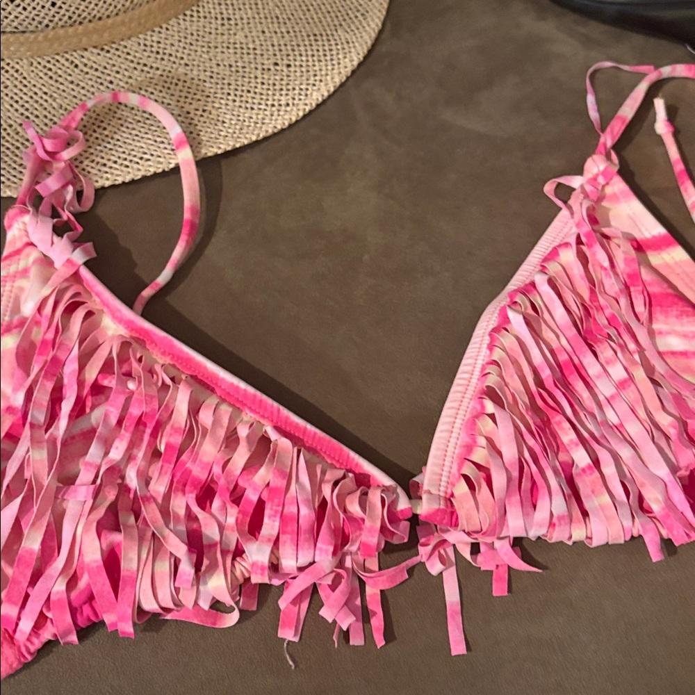 Pink vintage Fringe Bikini Top